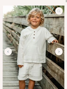 Indie Blue Boys' Hooded Gauze Pullover and Shorts Set - White